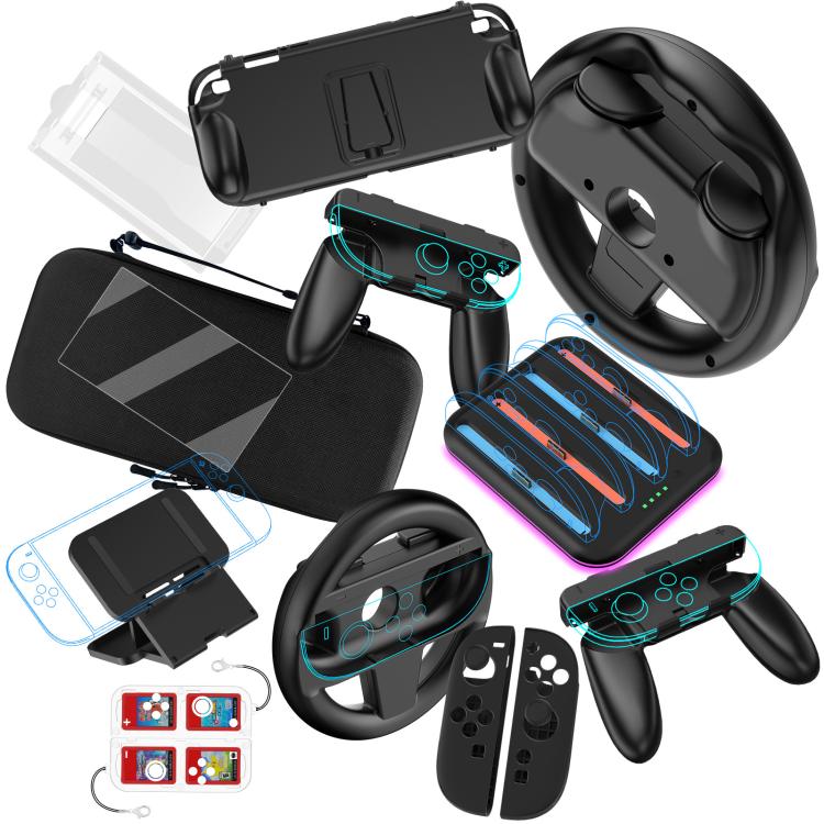 For Nintendo Switch 2 JYS Accessory Bundle Kit with Carrying Case, Charging Dock, Protective Shell, Desktop Stand, Steering Wheel, Grip, etc - Others by JYS | Online Shopping UK | buy2fix