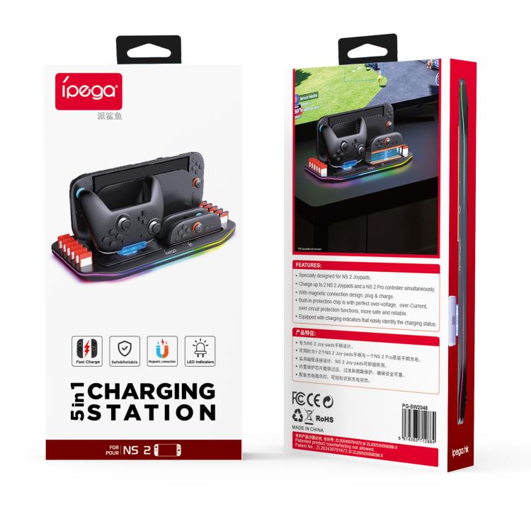 ipega Charging Dock for Nintendo Switch 2 Joy-Con & Pro Controller with RGB Lighting Game Card Holder - Charger & Power by ipega | Online Shopping UK | buy2fix