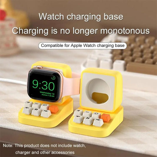 For Apple Watch Typewriter Style Stand Wireless Charging Silicone Base(Gray) - Charger / Holder by buy2fix | Online Shopping UK | buy2fix