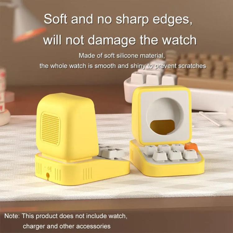 For Apple Watch Typewriter Style Stand Wireless Charging Silicone Base(Yellow) - Charger / Holder by buy2fix | Online Shopping UK | buy2fix