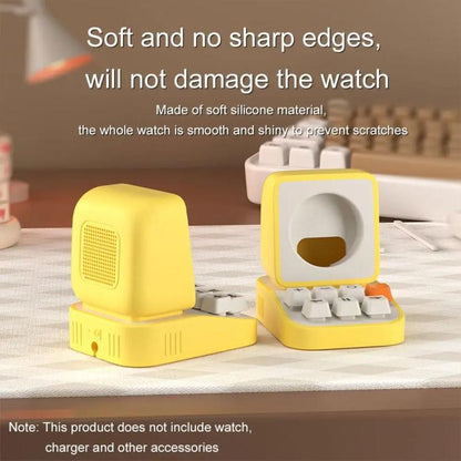 For Apple Watch Typewriter Style Stand Wireless Charging Silicone Base(Yellow) - Charger / Holder by buy2fix | Online Shopping UK | buy2fix