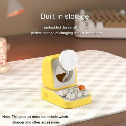 For Apple Watch Typewriter Style Stand Wireless Charging Silicone Base(Yellow) - Charger / Holder by buy2fix | Online Shopping UK | buy2fix