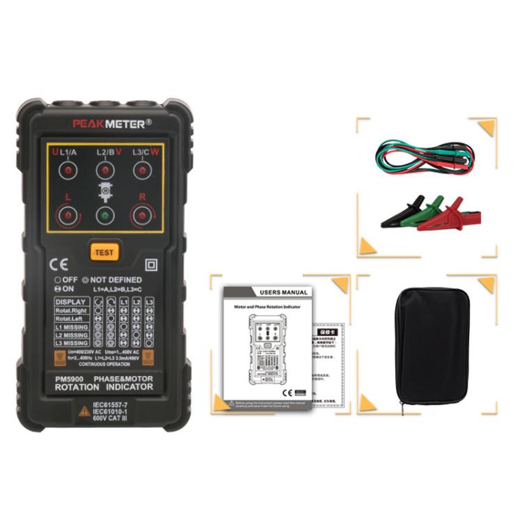 PEAKMETER Three-phase AC Motor Rotation Phase Sequence Tester(PM5900) - Digital Multimeter by PEAKMETER | Online Shopping UK | buy2fix