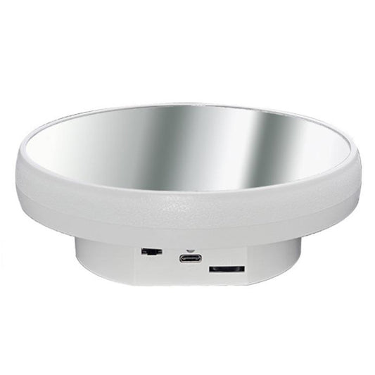 Multi-purpose Mirror Electric Rotating Disc Battery / USB Powered Photography Live Display Stand, Size: 16cm White -  by buy2fix | Online Shopping UK | buy2fix