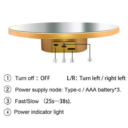 Multi-purpose Mirror Electric Rotating Disc Battery / USB Powered Photography Live Display Stand, Size: 16cm Gold -  by buy2fix | Online Shopping UK | buy2fix