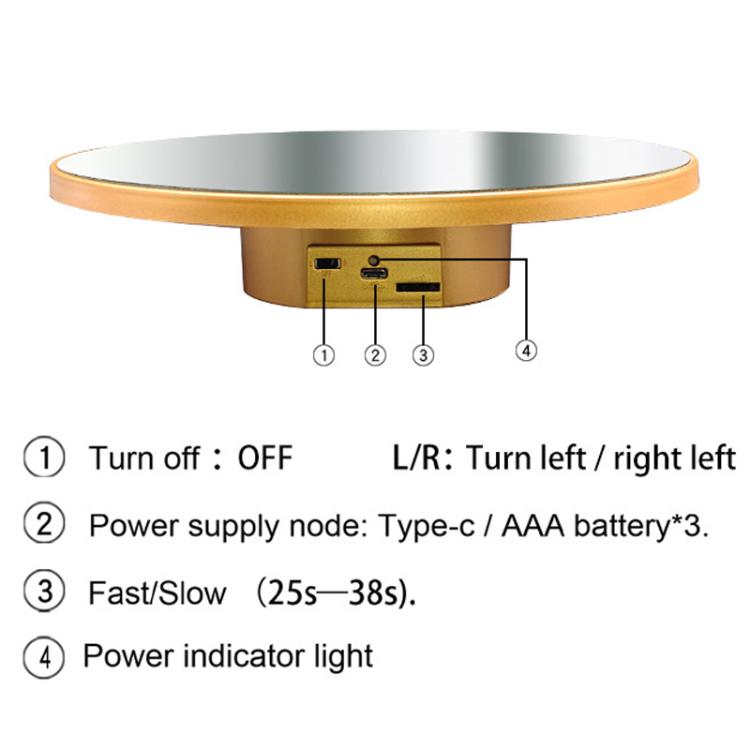 Multi-purpose Mirror Electric Rotating Disc Battery / USB Powered Photography Live Display Stand, Size: 25cm Black -  by buy2fix | Online Shopping UK | buy2fix