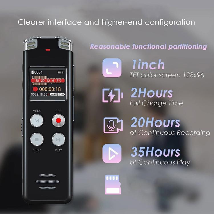 Portable HD Noise-Cancelling Voice-Activated Digital Voice Recorder For Conferences, Capacity: 128GB - Recording Pen by buy2fix | Online Shopping UK | buy2fix