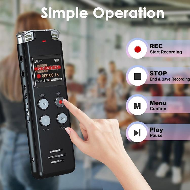 Portable HD Noise-Cancelling Voice-Activated Digital Voice Recorder For Conferences, Capacity: 64GB - Recording Pen by buy2fix | Online Shopping UK | buy2fix
