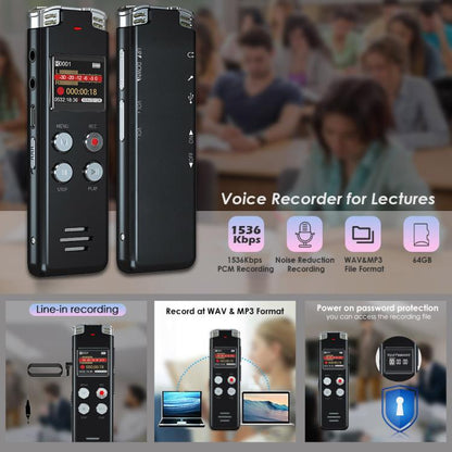Portable HD Noise-Cancelling Voice-Activated Digital Voice Recorder For Conferences, Capacity: 128GB - Recording Pen by buy2fix | Online Shopping UK | buy2fix