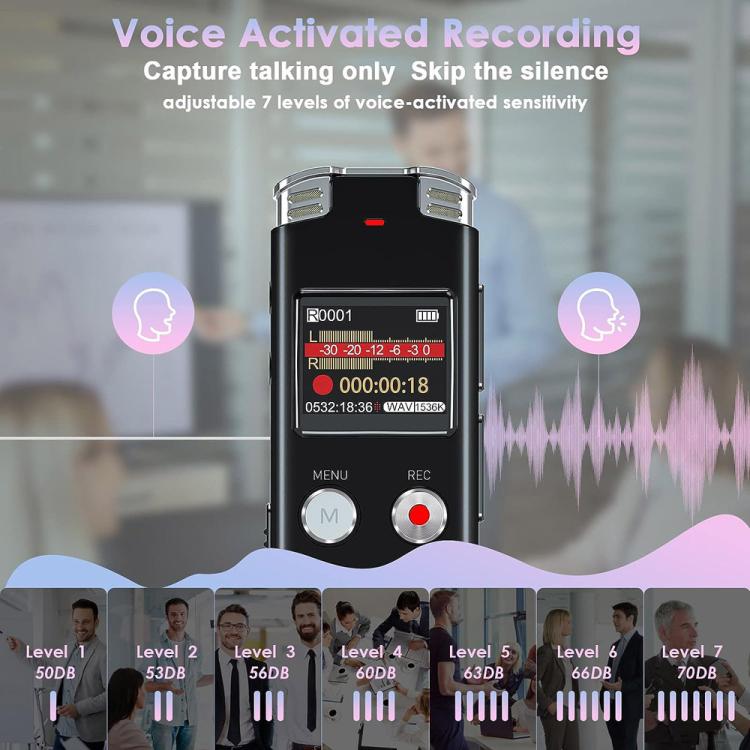 Portable HD Noise-Cancelling Voice-Activated Digital Voice Recorder For Conferences, Capacity: 64GB - Recording Pen by buy2fix | Online Shopping UK | buy2fix
