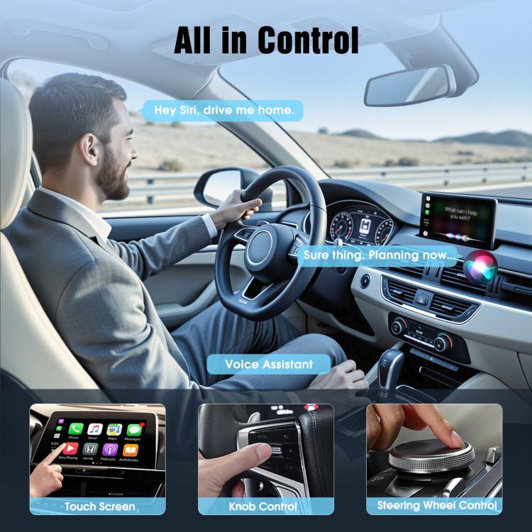 Wired To wireless CarPlay Adapter For Car Connectivity(Square) - Bluetooth Adapters by buy2fix | Online Shopping UK | buy2fix