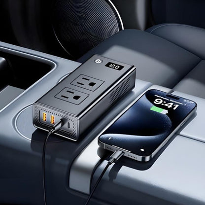 DC12V 200W Fast Charging QC3.0 PD Car Cigarette Lighter Portable Inverter(110V US Plug) - Others by buy2fix | Online Shopping UK | buy2fix