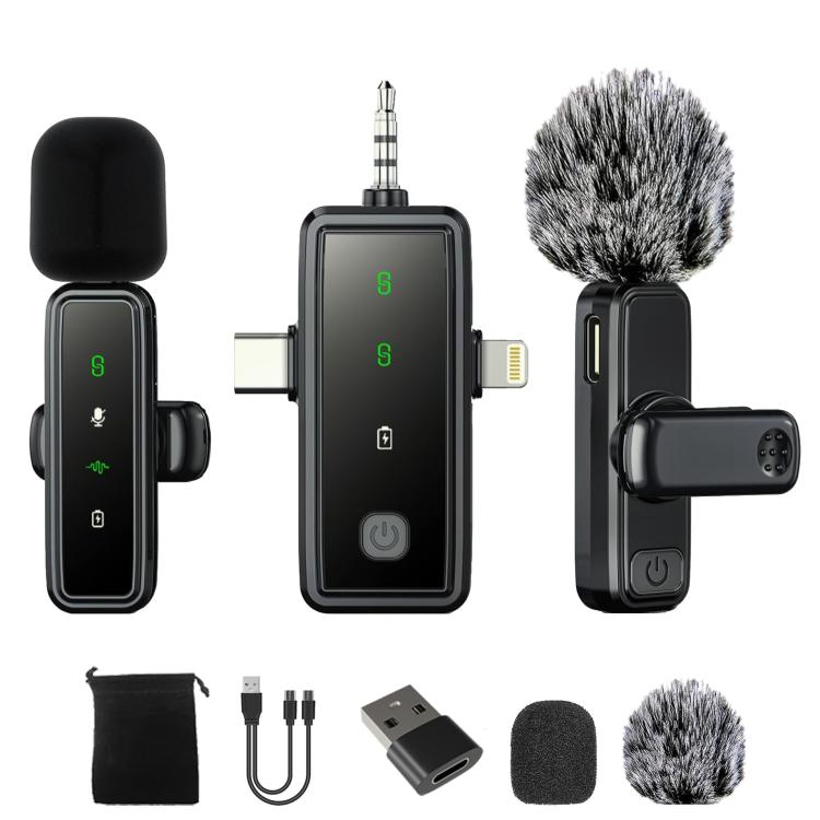J82 Dual Mic 3 In 1 Interface 8pcs /Set Wireless Collar Clip Microphone Smart Noise Reduction Mini Microphone - Microphone by buy2fix | Online Shopping UK | buy2fix