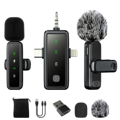 J82 Dual Mic 3 In 1 Interface 8pcs /Set Wireless Collar Clip Microphone Smart Noise Reduction Mini Microphone - Microphone by buy2fix | Online Shopping UK | buy2fix