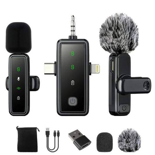 J82 Dual Mic 3 In 1 Interface 8pcs /Set Wireless Collar Clip Microphone Smart Noise Reduction Mini Microphone - Microphone by buy2fix | Online Shopping UK | buy2fix