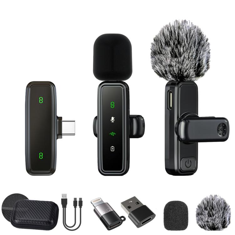 J81 1 To 2 Type-C Interface 9pcs /Set Wireless Collar Clip Microphone Smart Noise Reduction Mini Microphone - Microphone by buy2fix | Online Shopping UK | buy2fix