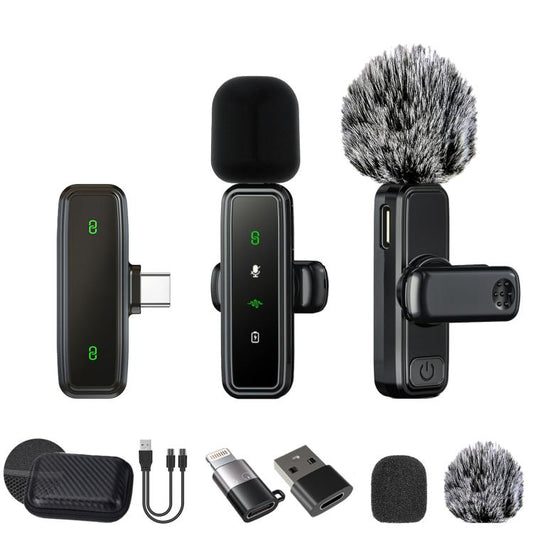 J81 1 To 2 Type-C Interface 9pcs /Set Wireless Collar Clip Microphone Smart Noise Reduction Mini Microphone - Microphone by buy2fix | Online Shopping UK | buy2fix