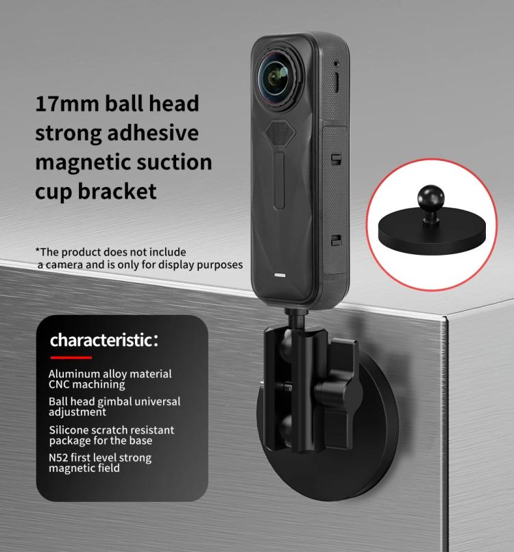 17mm Ball Head D66mm Magnetic Mount Snail Gimbal Adjustment Bracket - Tripod Heads by buy2fix | Online Shopping UK | buy2fix