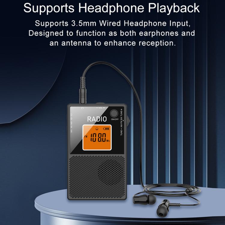 FM/AM/SW Full Band Portable Card Radio(Black) - Radio Player by buy2fix | Online Shopping UK | buy2fix