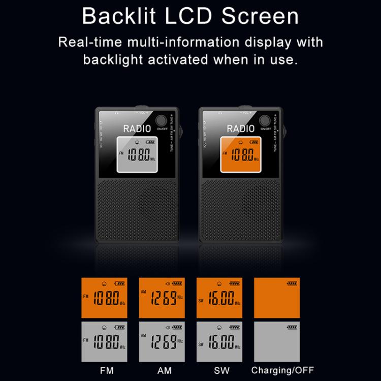 FM/AM/SW Full Band Portable Card Radio(Black) - Radio Player by buy2fix | Online Shopping UK | buy2fix