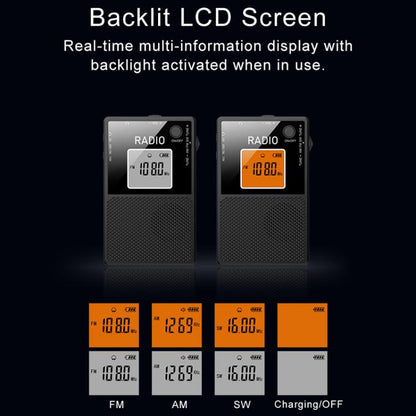 FM/AM/SW Full Band Portable Card Radio(Black) - Radio Player by buy2fix | Online Shopping UK | buy2fix