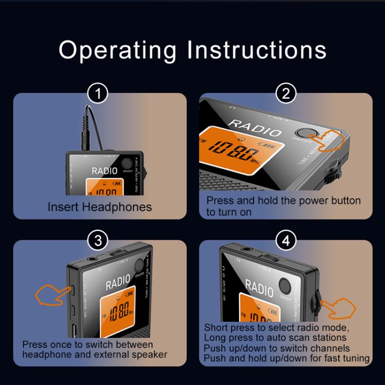 FM/AM/SW Full Band Portable Card Radio(Black) - Radio Player by buy2fix | Online Shopping UK | buy2fix