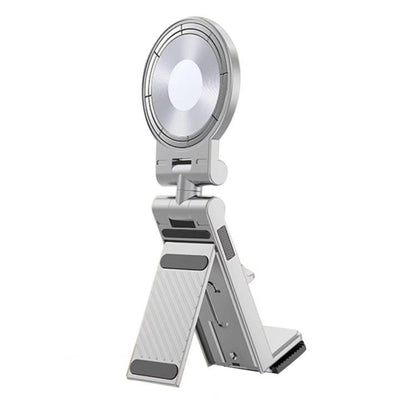 Travel Airplane Magnetic Mobile Phone Holder Adjustable Rotating Desktop Folding Holder(White) - Desktop Holder by buy2fix | Online Shopping UK | buy2fix