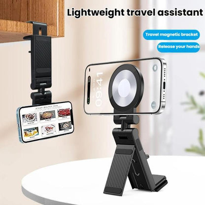 Travel Airplane Magnetic Mobile Phone Holder Adjustable Rotating Desktop Folding Holder(Black) - Desktop Holder by buy2fix | Online Shopping UK | buy2fix