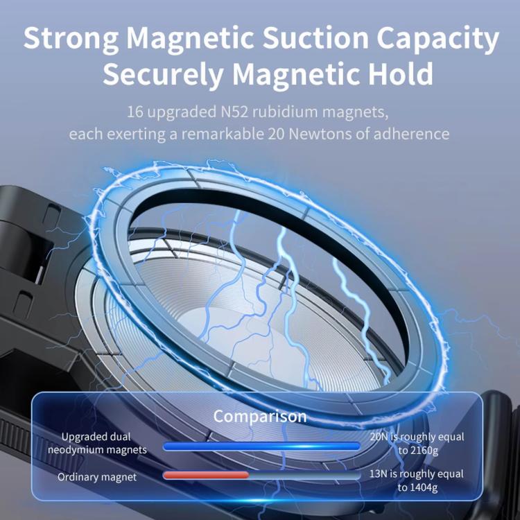 Travel Airplane Magnetic Mobile Phone Holder Adjustable Rotating Desktop Folding Holder(Black) - Desktop Holder by buy2fix | Online Shopping UK | buy2fix