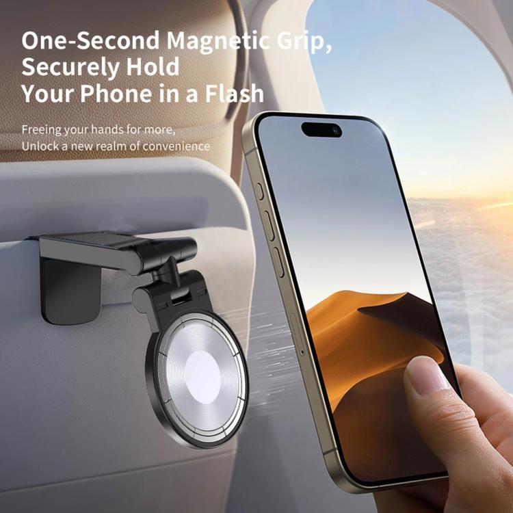 Travel Airplane Magnetic Mobile Phone Holder Adjustable Rotating Desktop Folding Holder(White) - Desktop Holder by buy2fix | Online Shopping UK | buy2fix
