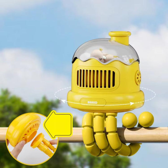 Octopus Clip-On Handheld Silent Bladeless Fan For Strollers, Color: Non-oscillating Yellow