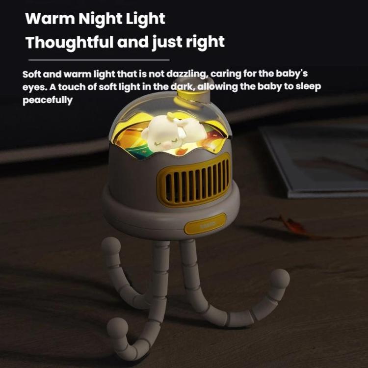 Octopus Clip-On Handheld Silent Bladeless Fan For Strollers, Color: Oscillating Yellow - Electric Fans by buy2fix | Online Shopping UK | buy2fix