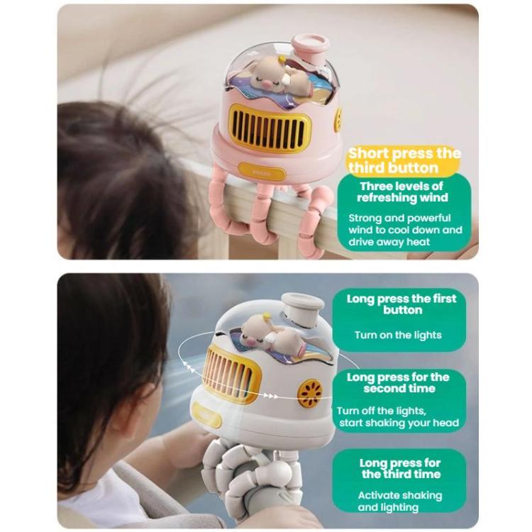 Octopus Clip-On Handheld Silent Bladeless Fan For Strollers, Color: Oscillating Yellow - Electric Fans by buy2fix | Online Shopping UK | buy2fix
