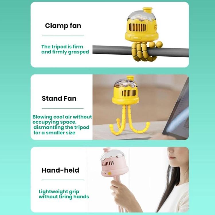 Octopus Clip-On Handheld Silent Bladeless Fan For Strollers, Color: Oscillating Pink - Electric Fans by buy2fix | Online Shopping UK | buy2fix