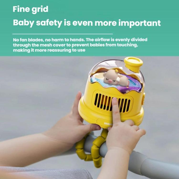 Octopus Clip-On Handheld Silent Bladeless Fan For Strollers, Color: Non-oscillating Yellow - Electric Fans by buy2fix | Online Shopping UK | buy2fix