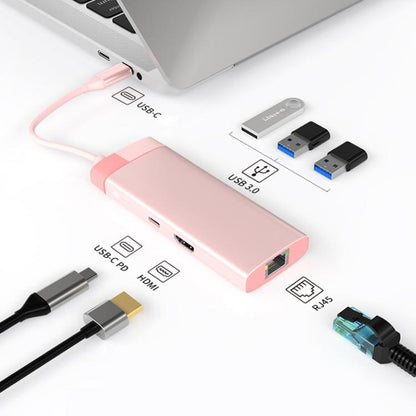 BS6A Metal Type-C Docking Station USB HUB Computer Multi Functional Expansion Dock - USB HUB by buy2fix | Online Shopping UK | buy2fix