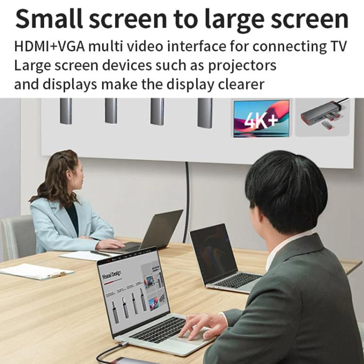 BS12A Metal Type-C Docking Station USB HUB Computer Multi Functional Expansion Dock - USB HUB by buy2fix | Online Shopping UK | buy2fix