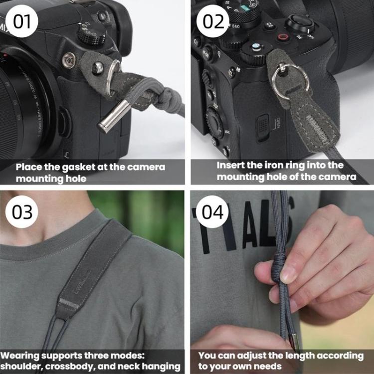 Cwatcun D214 Medium Universal Camera Strap Comfortable Pressure Relieving Camera Strap(Dark Gray) - Camera Strap by Cwatcun | Online Shopping UK | buy2fix