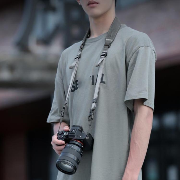 Cwatcun D213  Medium Universal Camera Shoulder Strap Matte Leather Quick Release Strap(Dark Gray) - Camera Strap by Cwatcun | Online Shopping UK | buy2fix