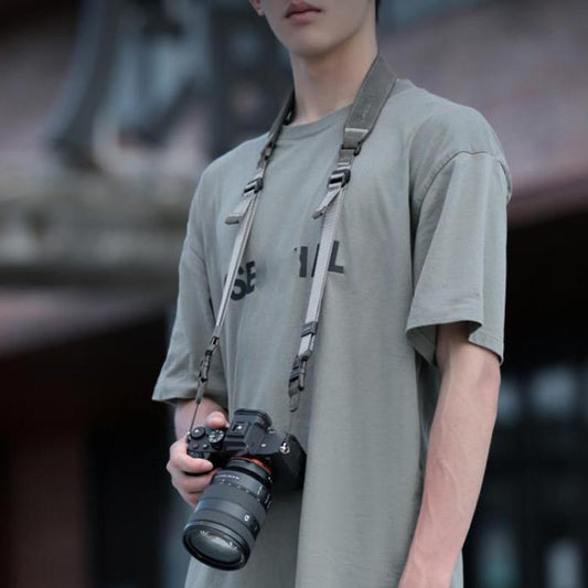 Cwatcun D213  Medium Universal Camera Shoulder Strap Matte Leather Quick Release Strap(Dark Gray) - Camera Strap by Cwatcun | Online Shopping UK | buy2fix