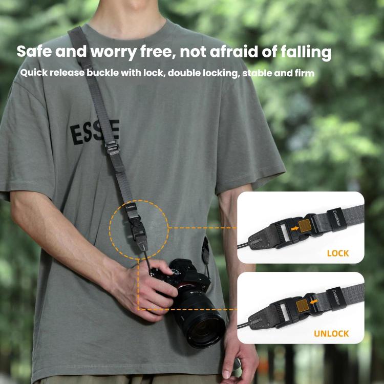 Cwatcun D213  Medium Universal Camera Shoulder Strap Matte Leather Quick Release Strap(Dark Gray) - Camera Strap by Cwatcun | Online Shopping UK | buy2fix