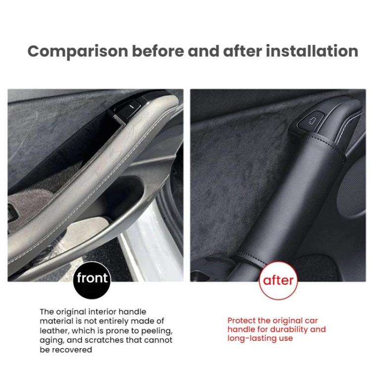 For Tesla Model 3/Y Interior Door Handle Cover Modification(Black) - Car Interior Mouldings by buy2fix | Online Shopping UK | buy2fix