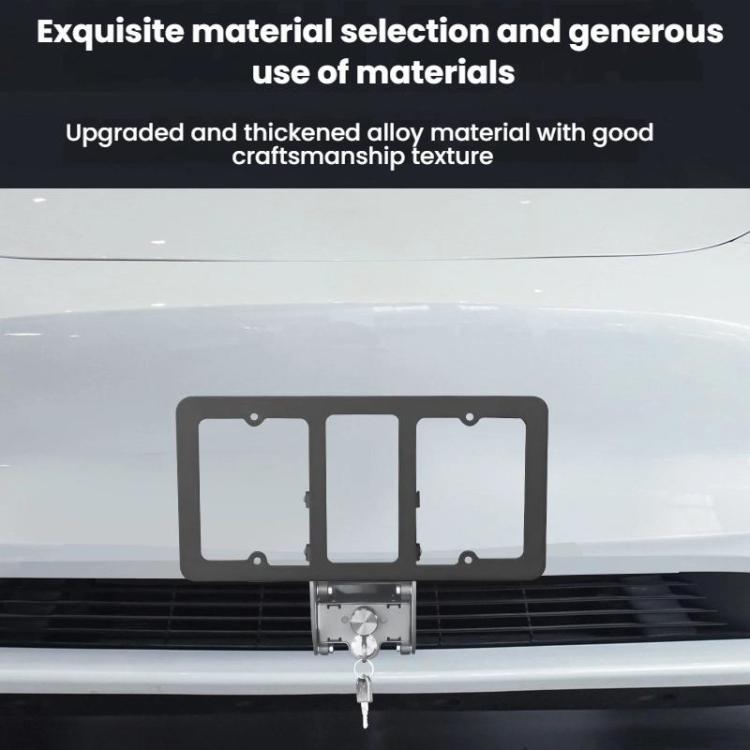 For Tesla Model 3/Y American Standard Anti-Theft Vertical License Plate Frame With Lock(Silver Lock Cylinder) - License Plate Covers & Frames by buy2fix | Online Shopping UK | buy2fix