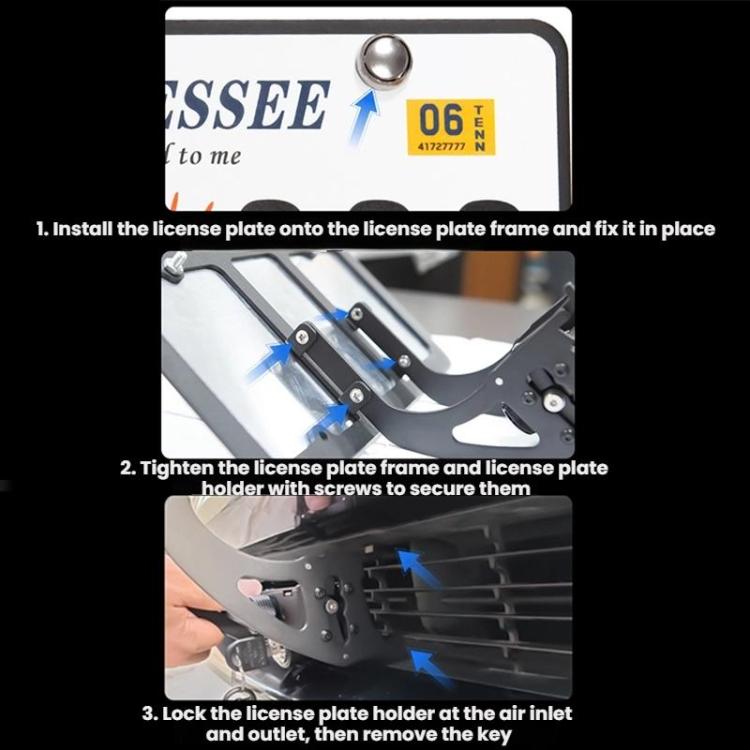 For Tesla Model 3/Y American Standard Anti-Theft Vertical License Plate Frame With Lock(Silver Lock Cylinder) - License Plate Covers & Frames by buy2fix | Online Shopping UK | buy2fix