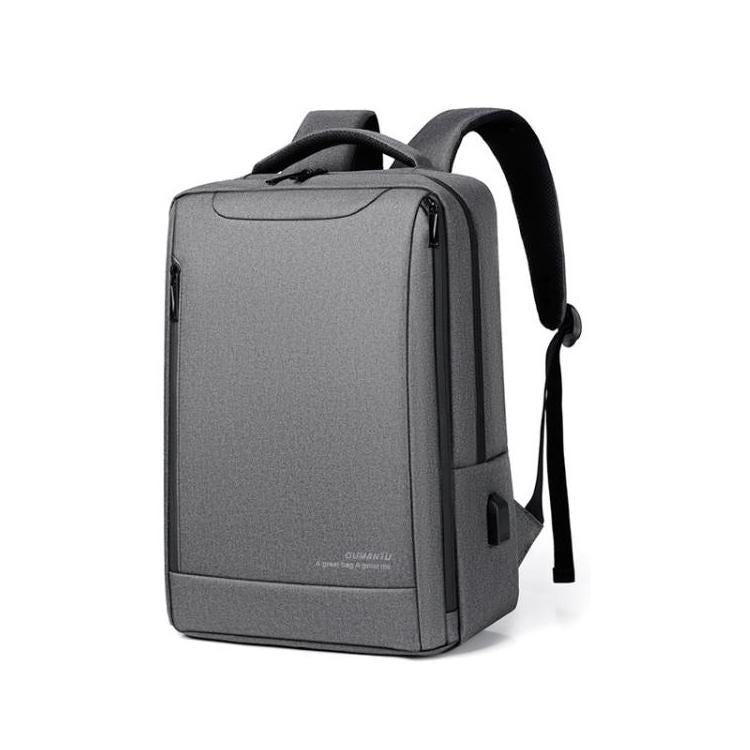 OUMANTU 2106-1 Lightweight Business Laptop Backpack Large Capacity USB Charging Daypack For Work, Travel, Gym(Gray) - Backpack by OUMANTU | Online Shopping UK | buy2fix