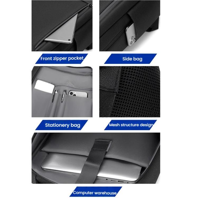 OUMANTU 2106-1 Lightweight Business Laptop Backpack Large Capacity USB Charging Daypack For Work, Travel, Gym(Black) - Backpack by OUMANTU | Online Shopping UK | buy2fix