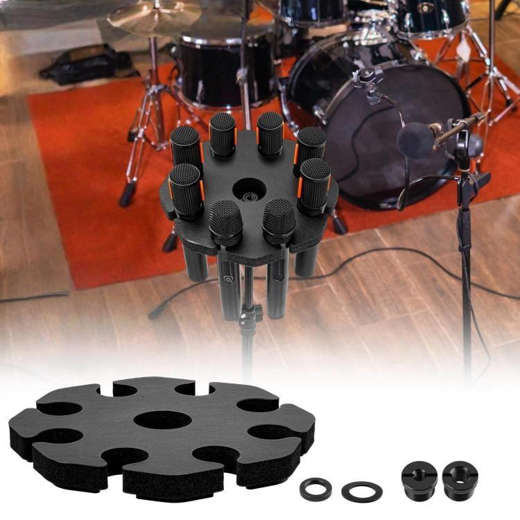 Universal Microphone Stand Holder with 8 Mic Storage Compatible with Most Tripods(Black) - Microphone by buy2fix | Online Shopping UK | buy2fix