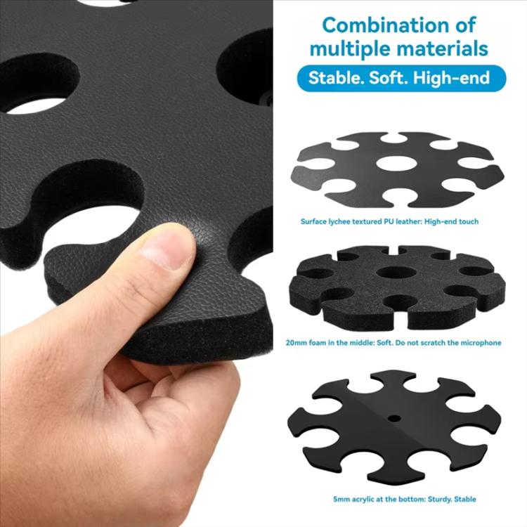 Universal Microphone Stand Holder with 8 Mic Storage Compatible with Most Tripods(Black) - Microphone by buy2fix | Online Shopping UK | buy2fix