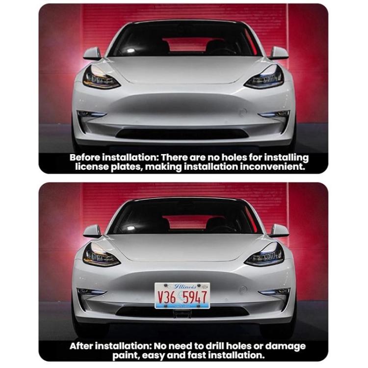 For Tesla Model 3 Highland US Standard Punch-Free License Plate Frame(Black) - License Plate Covers & Frames by buy2fix | Online Shopping UK | buy2fix