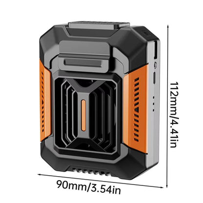 F66 Rechargeable Waist-Mounted Clip Fan With 3-Speed Settings & LED Flashlight Hands-Free Cooling For Construction, Outdoor Work, Hiking(Orange) - Electric Fans by buy2fix | Online Shopping UK | buy2fix
